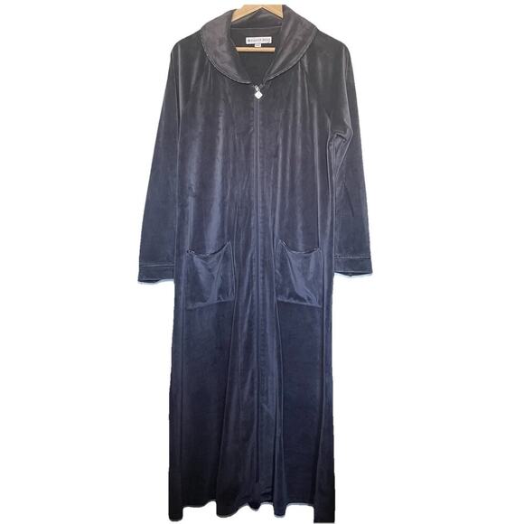 Eileen West Velour Ballet Robe Size S/M Full Zip Loungewear Pajama Soft - Picture 1 of 6